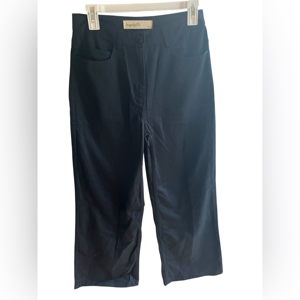 Imperfects NWT Pant in Twill Flare Wide Leg High Waist Jet‎ Black Organic Casual